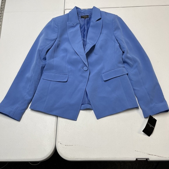 Tahari ASL Blazer Womens 10 Perwinkle One Button Jacket Structured Lined Office - Picture 7 of 13